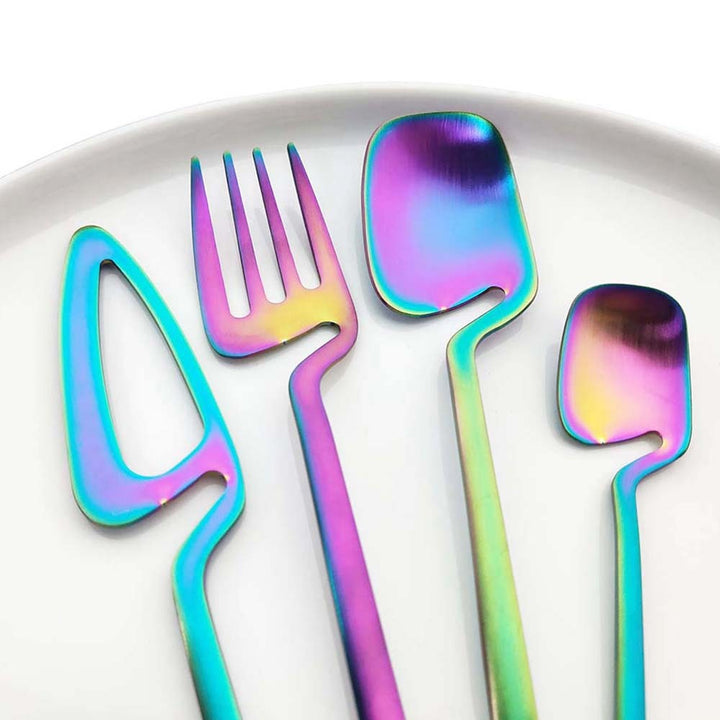 Rainbow Dinnerware Set Spoon Fork Knife Table Decor Cutlery