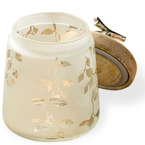 Twigy Frosted Glass Jar With Wooden Lid